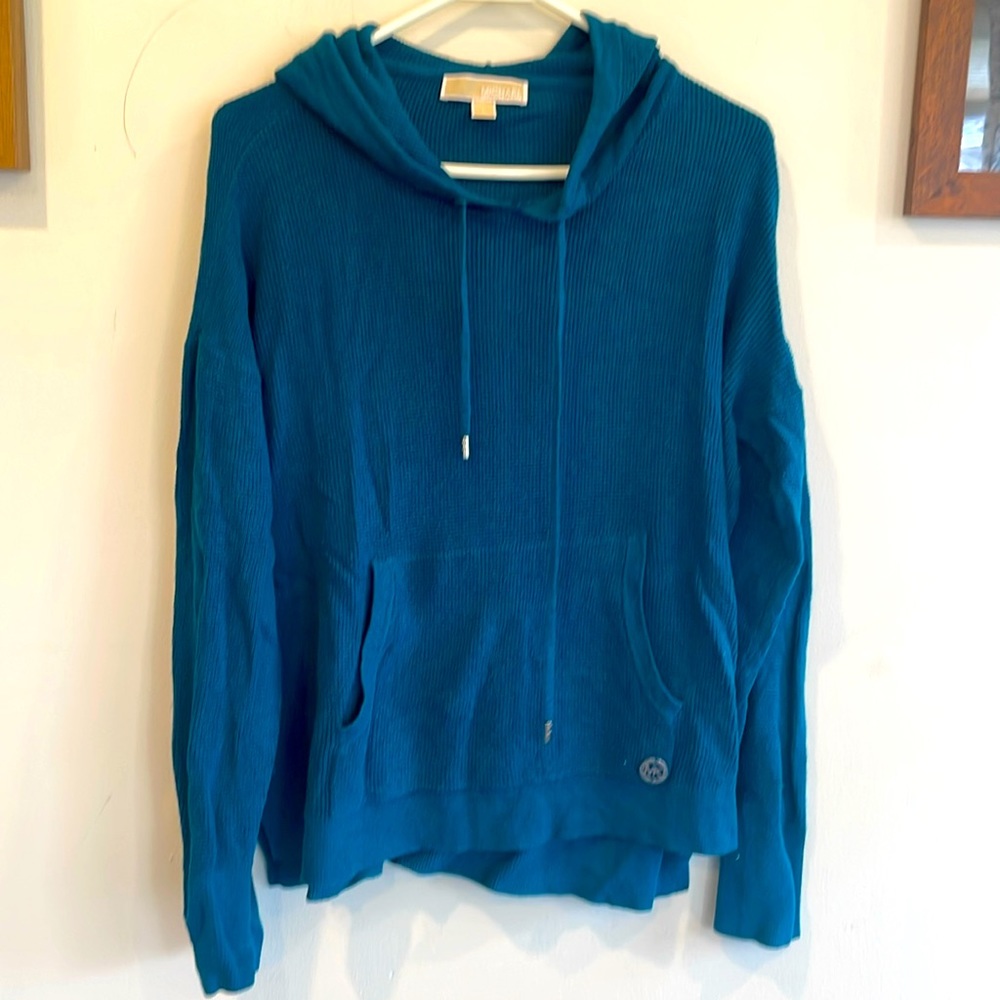 Michael Kors dark teal hooded sweater L